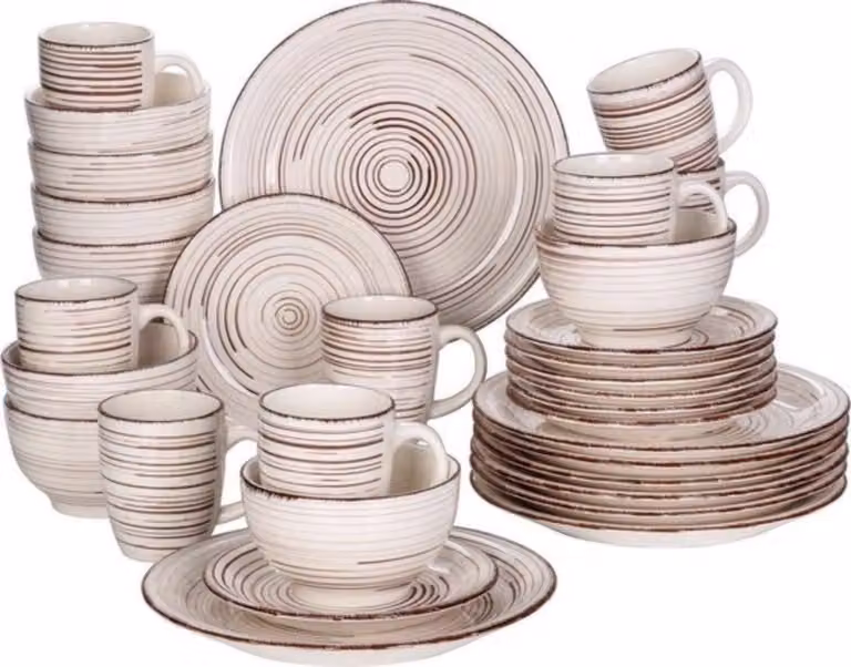 Set da portata Happyment - 32 pezzi - Per 8 persone - Vetroceramica - Piatti colorati