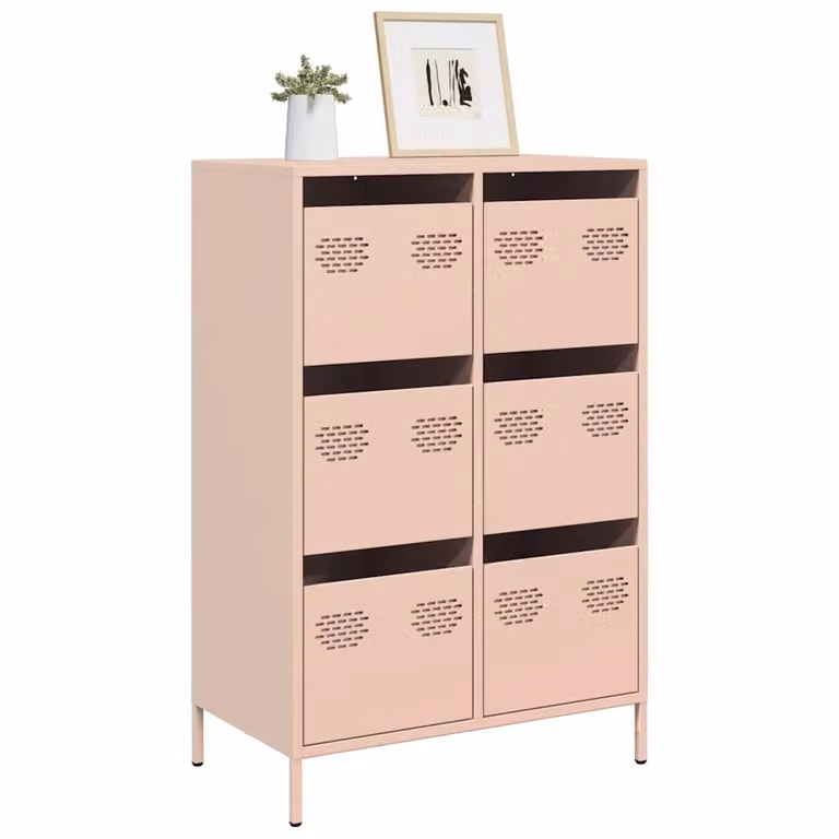 Credenza moderna vidaXL in metallo rosa, L 68 cm x P 39 cm x H 101,5 cm