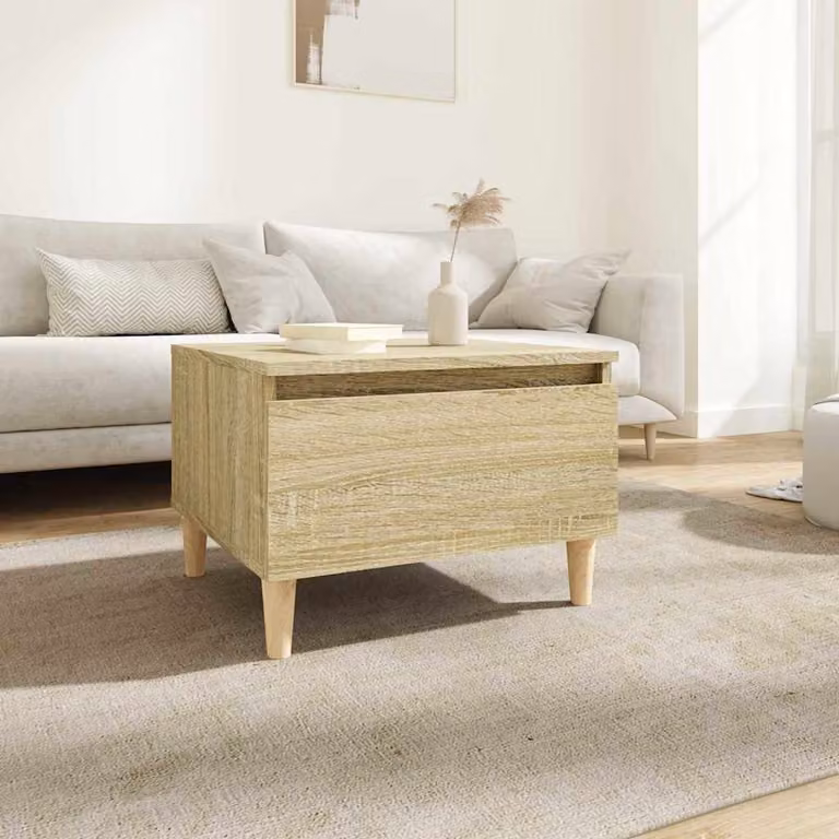 vidaXL Tavolino in Legno Multistrato Rovere Sonoma, Design Scandinavo, L 50 x P 46 x H 35 cm