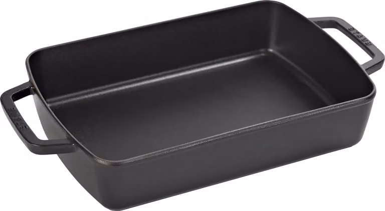 Rostiera in ghisa per induzione colore nero con maniglie di Staub, dim.30x20cm