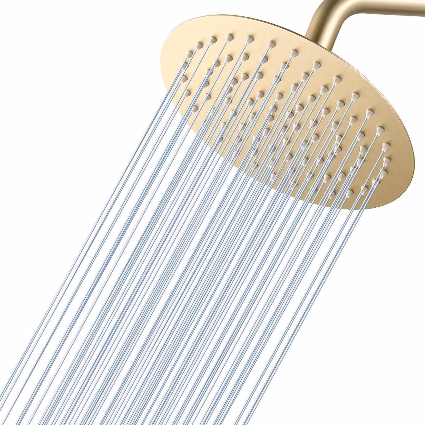 Doccia a pioggia, diametro 20 cm, rotonda, in acciaio inossidabile dorato 304, a risparmio idrico, con 90 ugelli in silicone