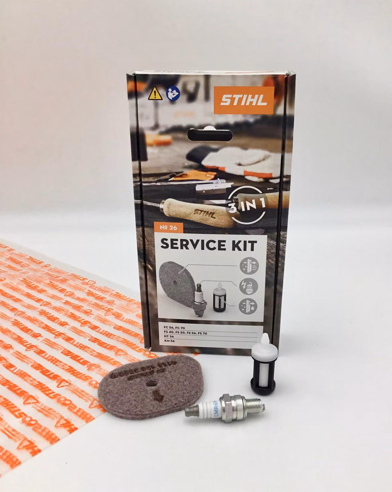 KIT SERVICE STIHL 26 FS 40, 50, 56, 70, HT 56, KM 56 41440074100 Filtro, Candela
