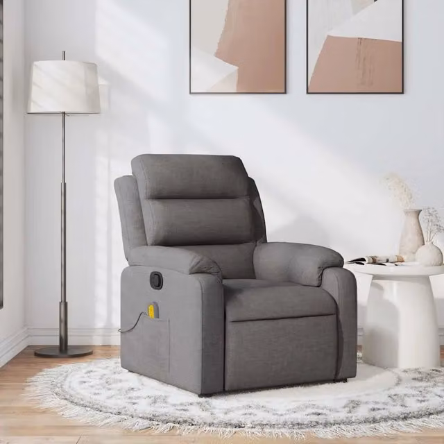 Poltrona Reclinabile Relax vidaXL in Tessuto Grigio con Braccioli e Regolazione Manuale – 1