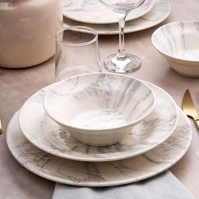 Servizio piatti in ceramica Nisanasi da 24 pezzi, multicolore, adatto a lavastoviglie e microonde