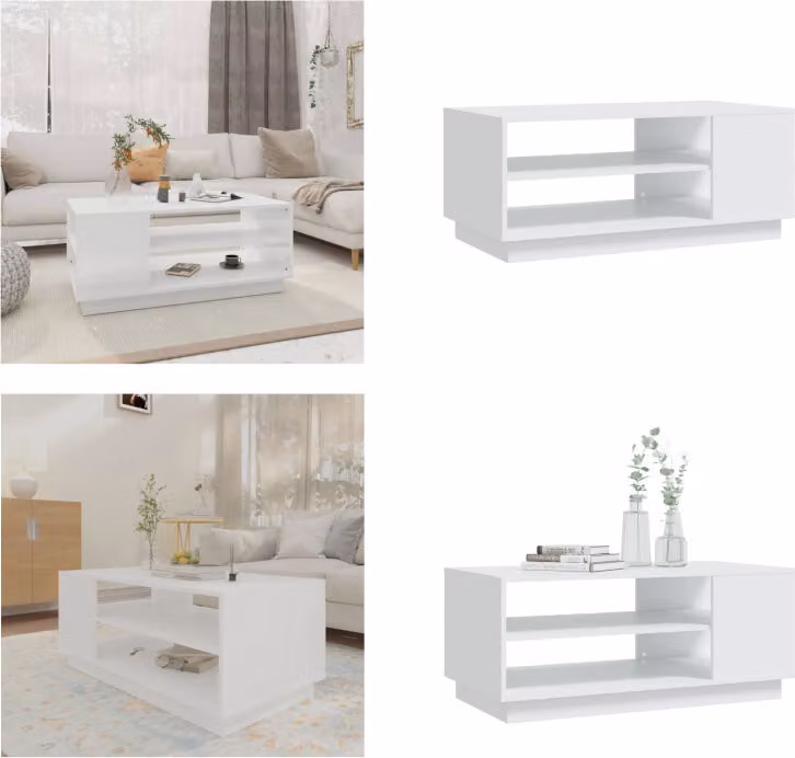 vidaXL Tavolino bianco 102x55x43 cm in legno - Tavolino da caffè - Tavoli da caffè - Tavolo da soggiorno - Tavolo da divano