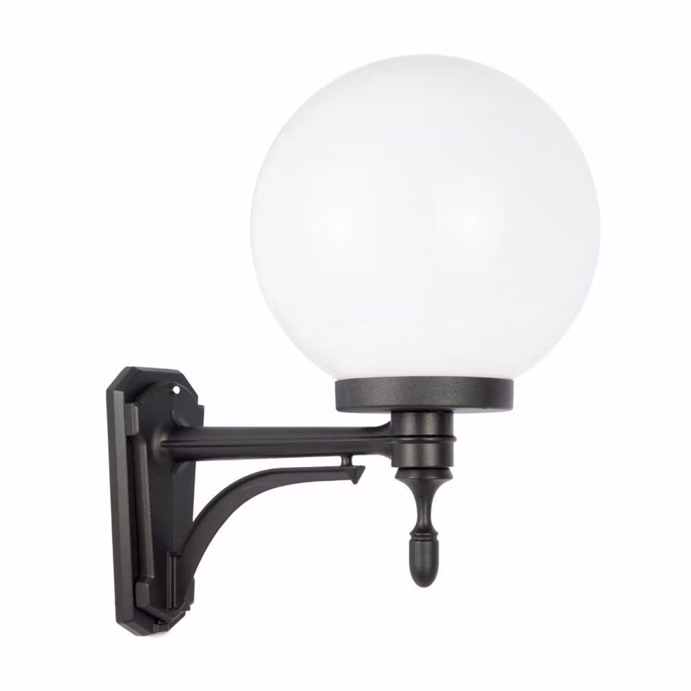 Lampada da parete da giardino sfera bianca o fumé 25 cm 1xE27 nero IP43 SU-MA Kule K 3012/1/K 250 U