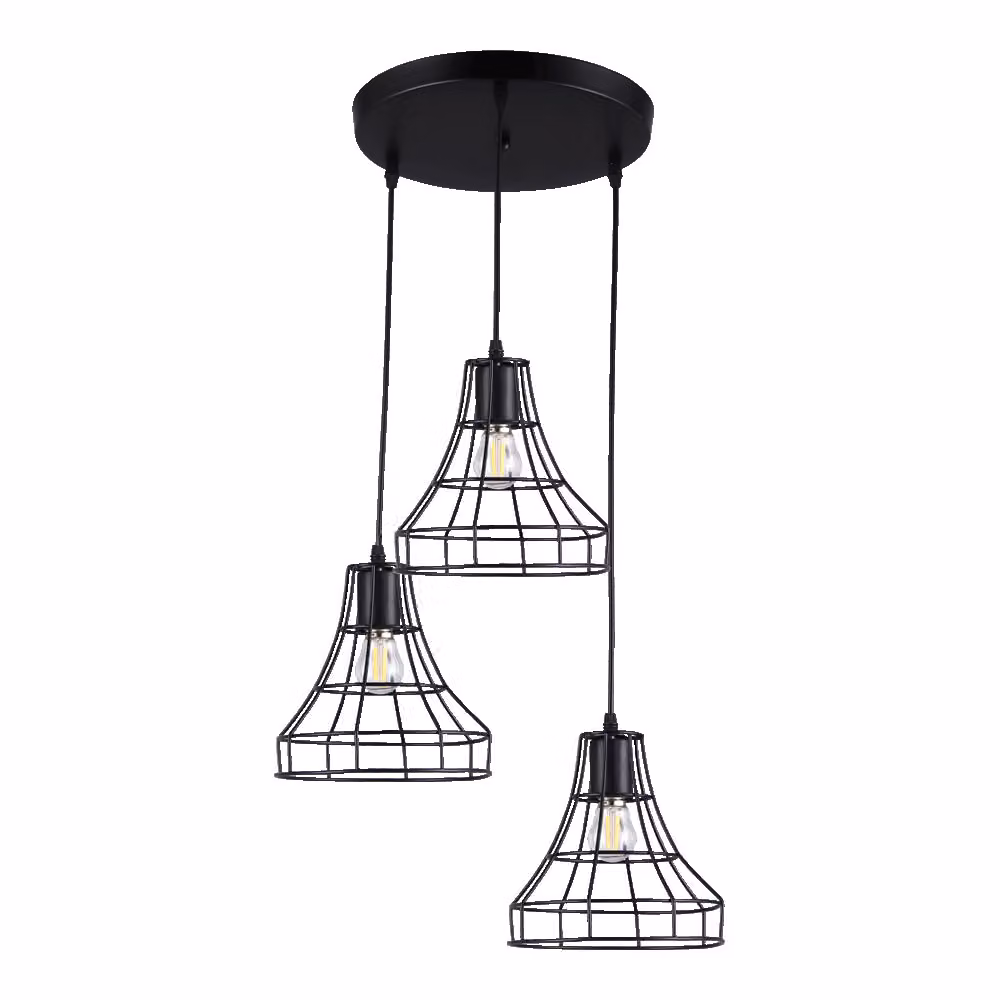 Lampada a sospensione RIANO 3xE27/40W in metallo nero L: 35cm L: 35cm H: 77cm dimmerabile