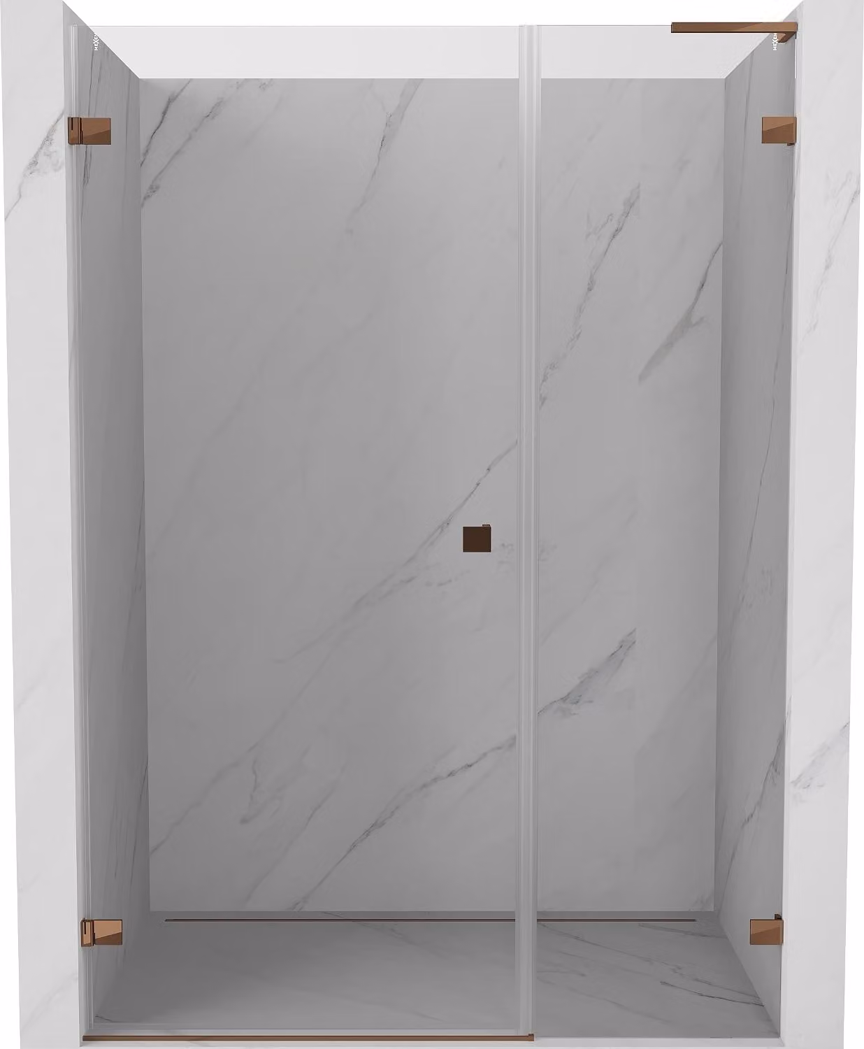 Mexen Lunar-B L porta doccia a battente sinistra 140 cm, trasparente, oro rosa - 832SL-140-050-60-00-L