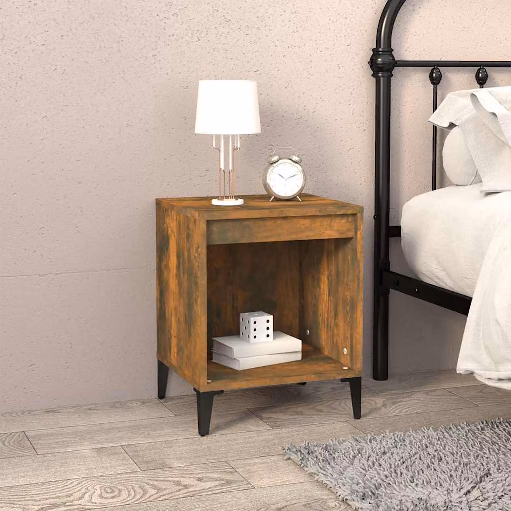 Comodino moderno vidaXL in rovere fumo marrone L 40 cm, P 35 cm, H 50 cm