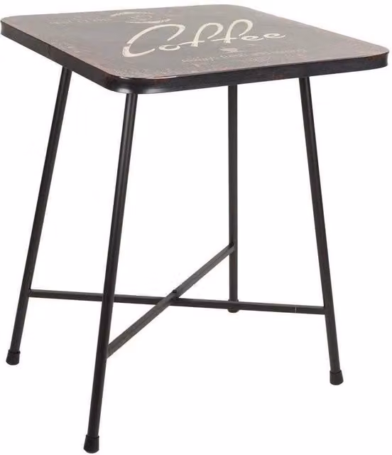 Tavolo quadrato in metallo nero WANDERLUST DECO L/P/H: 60 x 60 x 77 cm
