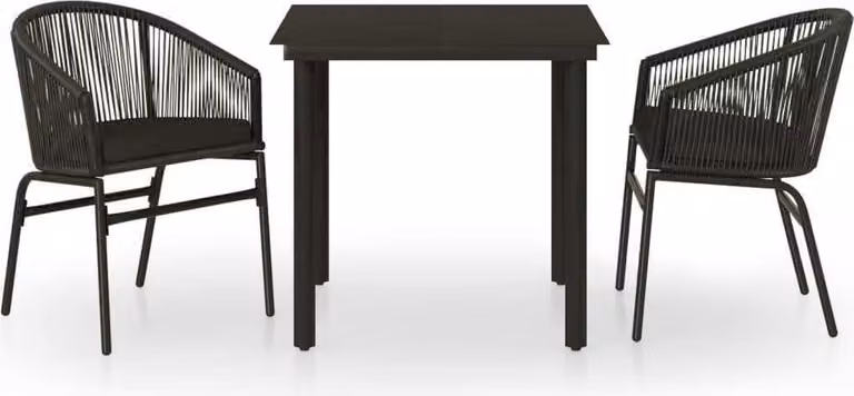 Set Mobili da Pranzo per Giardino 3 pz Nero