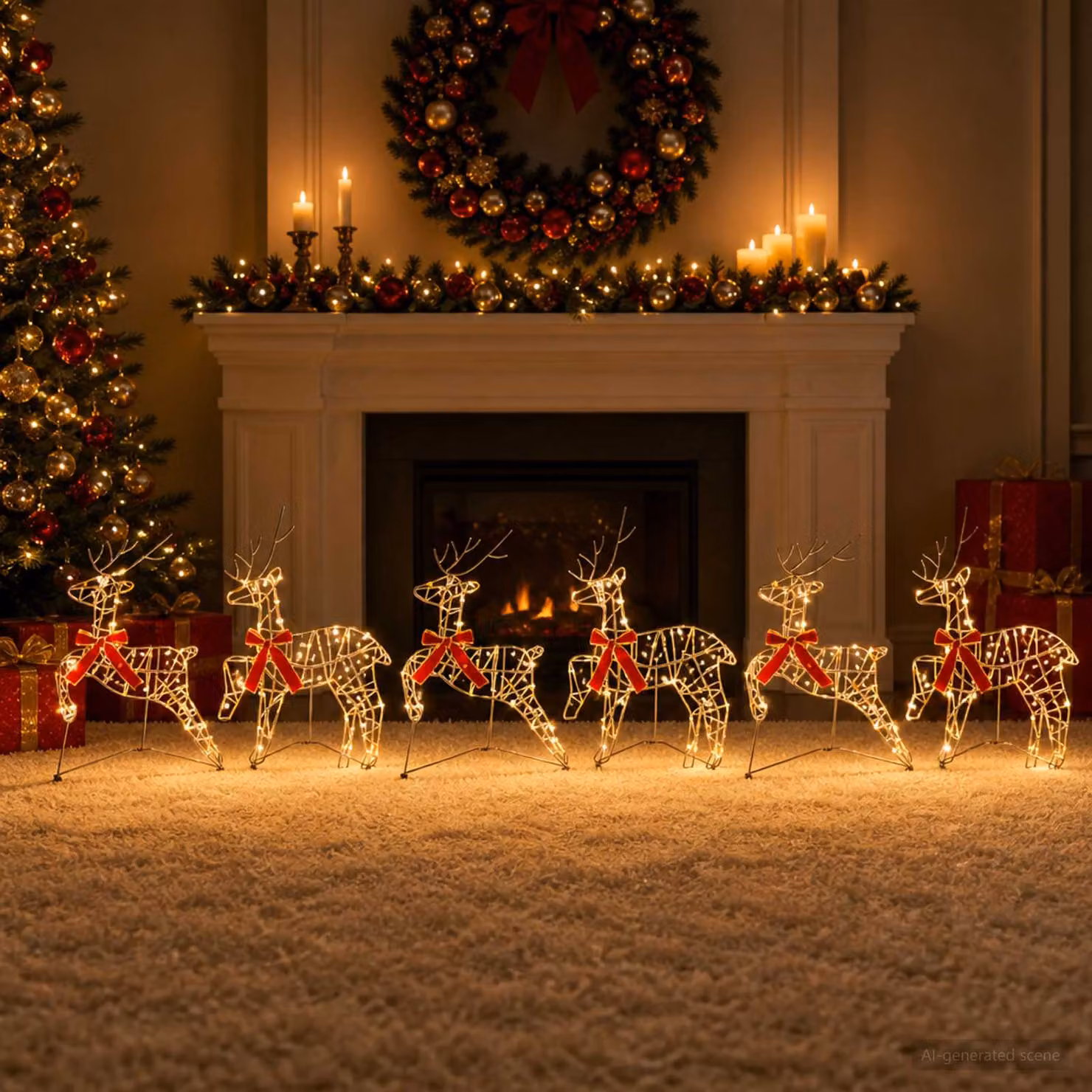 vidaXL Renna di Natale 6 pz 270 LED Bianco caldo