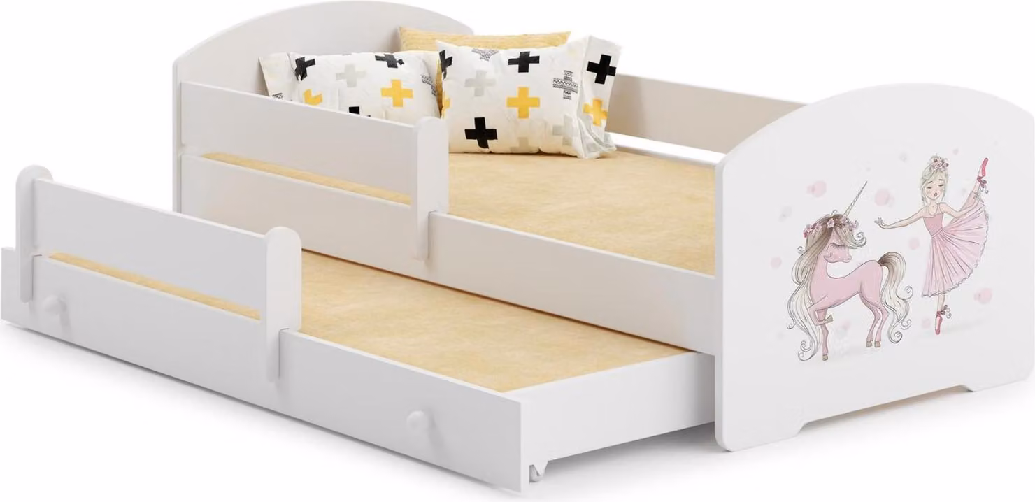 Letto matrimoniale Luk 160x80 - Ragazza con unicorno