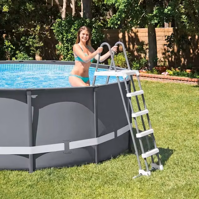 Scala di Sicurezza per Piscina Intex a 5 Gradini, Grigia, Altezza: 132 cm – 1
