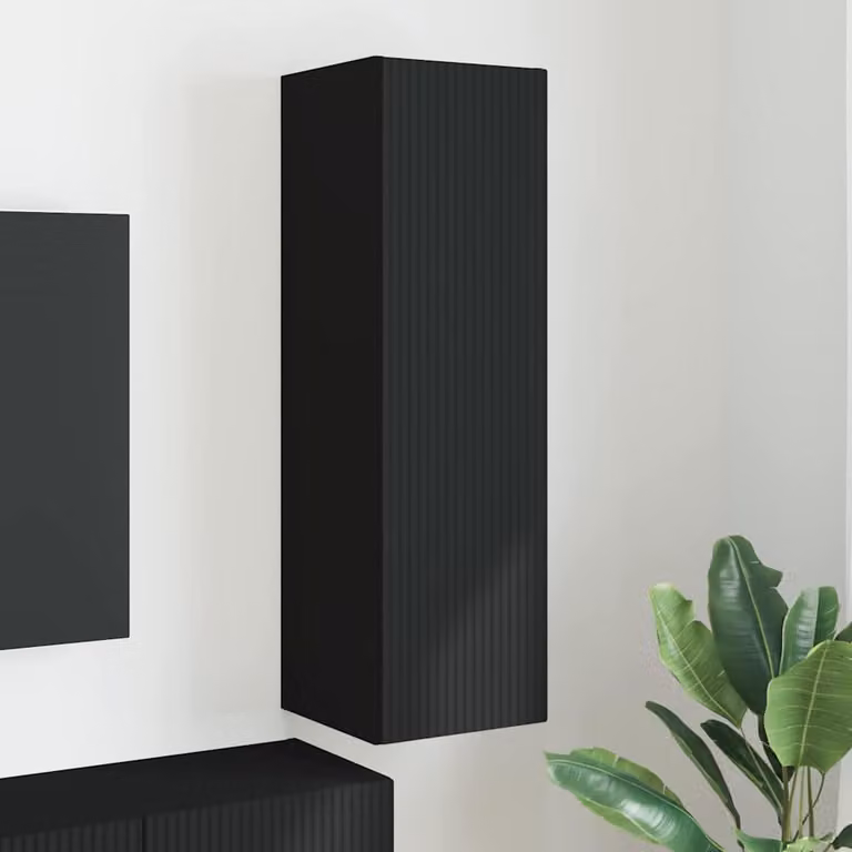 Supporto mobile per TV da parete vidaXL in legno ingegnerizzato nero opaco L/P/H: 30 x 31 x 100 cm