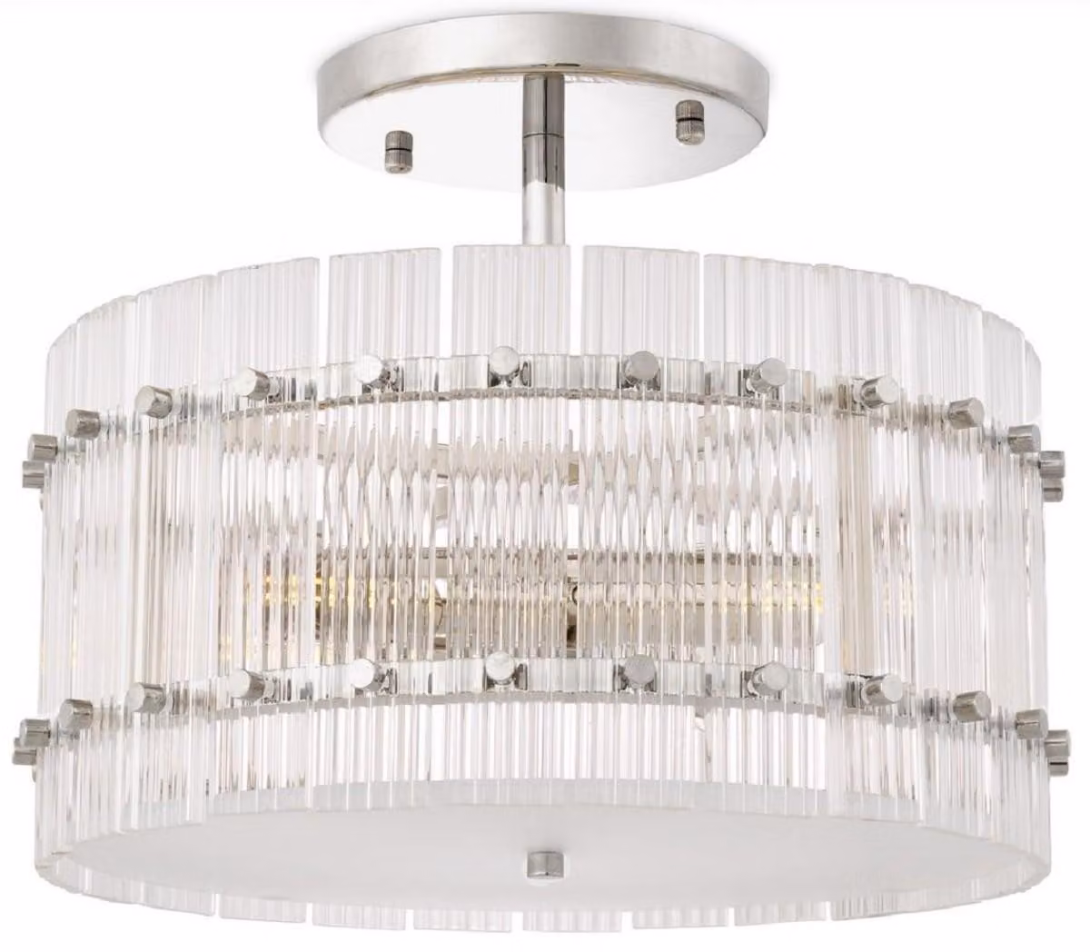 Casa Padrino plafoniera argento / bianco Ø 45 x H. 22 cm - Plafoniera rotonda in vetro - Plafoniere moderne