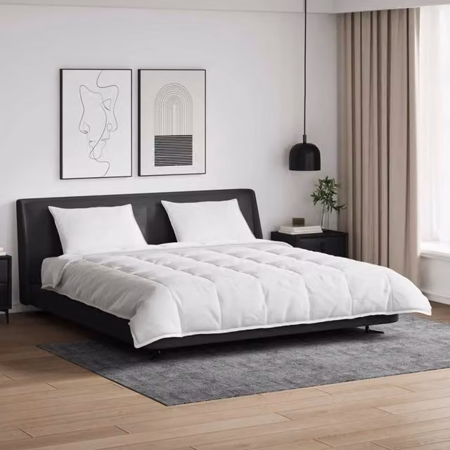Set di 3 pezzi composto da piumone e cuscini vidaXL in cotone e piuma d'anatra bianco per adulti per l'inverno