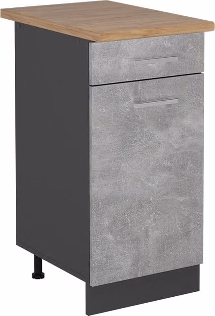 Mobiletto base per cucina Vicco R-Line Antracite e Rovere con ante a battente e ripiani interni L: 40 cm, H: 81,6 cm, P: 60 cm