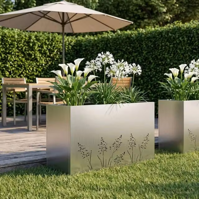 Vaso da giardino Argento 80 x 30 x 49 cm Acciaio Inox 8005842