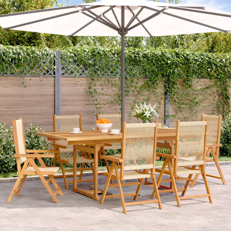 Maison Exclusive - Set da pranzo da giardino 7 pezzi in polipropilene e legno massello, beige