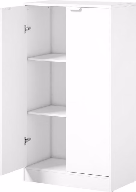 Mobiletto da ufficio HOMCOM con 3 ripiani e ante, Bianco, L: 60 cm, P: 33.5 cm, H: 108 cm