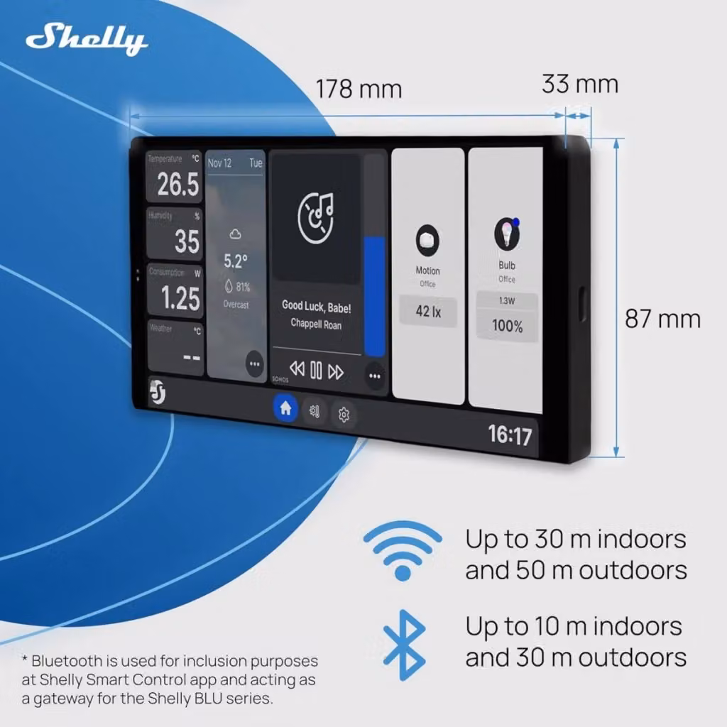 Shelly Wall Display X2 Pannello Touch Smart Home WiFi con Relè Integrato Nero 8,7 pollici – 2