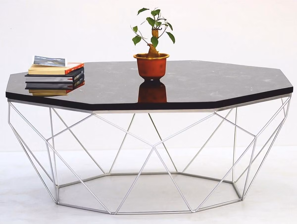Casa Padrino tavolino nero / argento 90 cm - Mobili per hotel e soggiorni