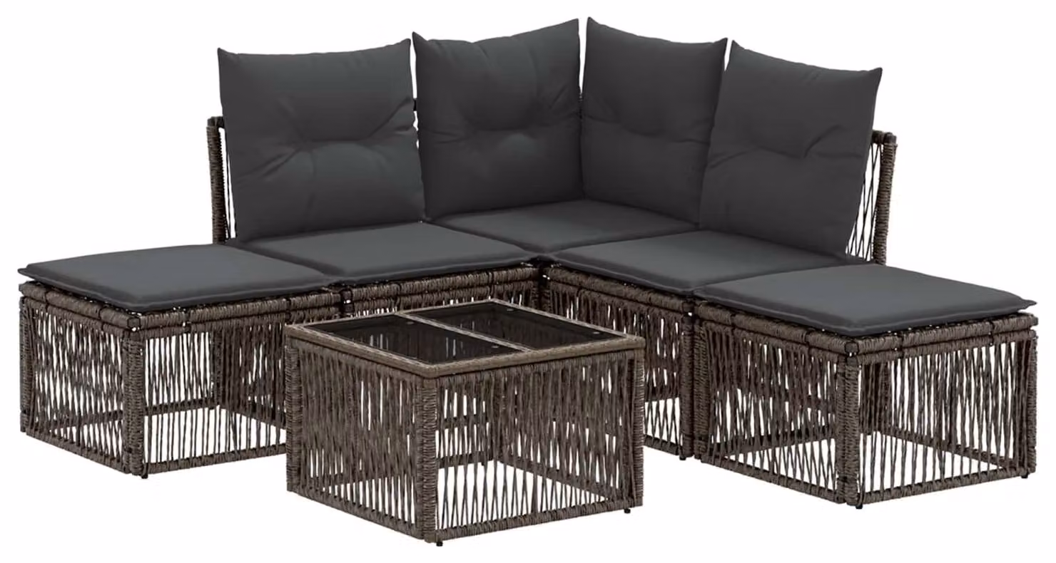 Set Divano da Giardino 6 pcs Grigio polyrattan