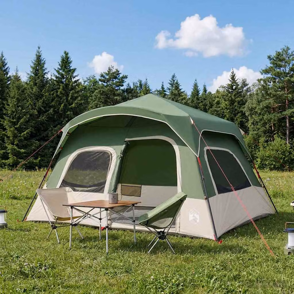 vidaXL Tenda Istantanea Verde in Poliestere e Fibra di Vetro L: 340 cm, P: 280 cm, H: 190 cm