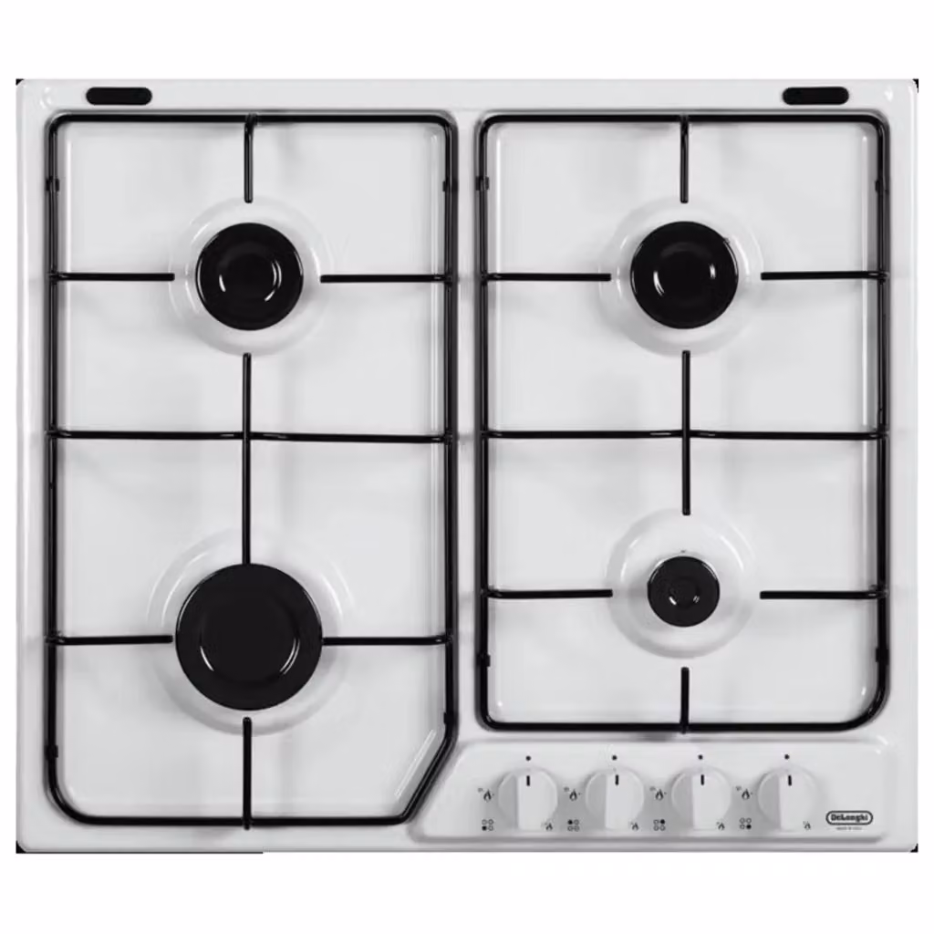 Piano cottura a gas da incasso De'Longhi YBF46ASV bianco con 4 fuochi da 60 cm