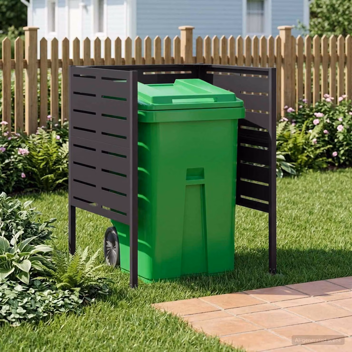 vidaXL Schermo per bidone della spazzatura 85 x 85 x 113 cm Acciaio