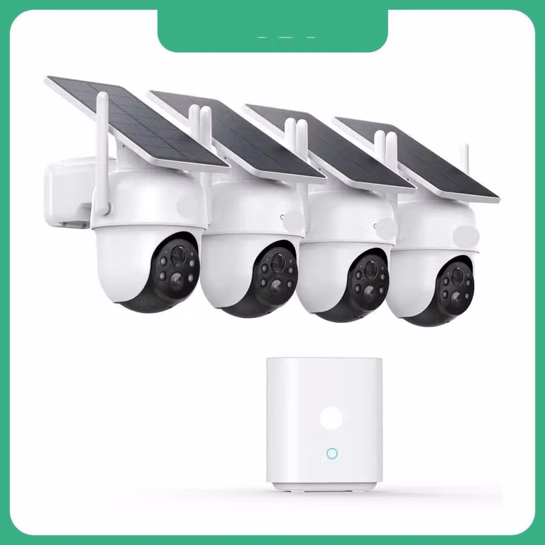 Sistema di videosorveglianza - Batteria solare - Telecamera wireless - Monitoraggio tramite telecamere - 3MP - Kit con 4 telecamere
