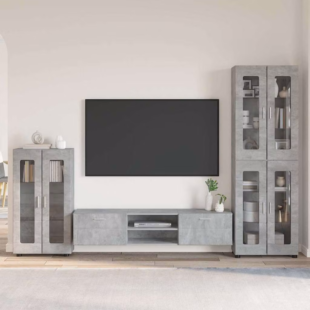 Set mobile TV moderno vidaXL FLORIN in 3 pezzi Grigio, L/P/H: 150 x 39 x 30 cm – 1