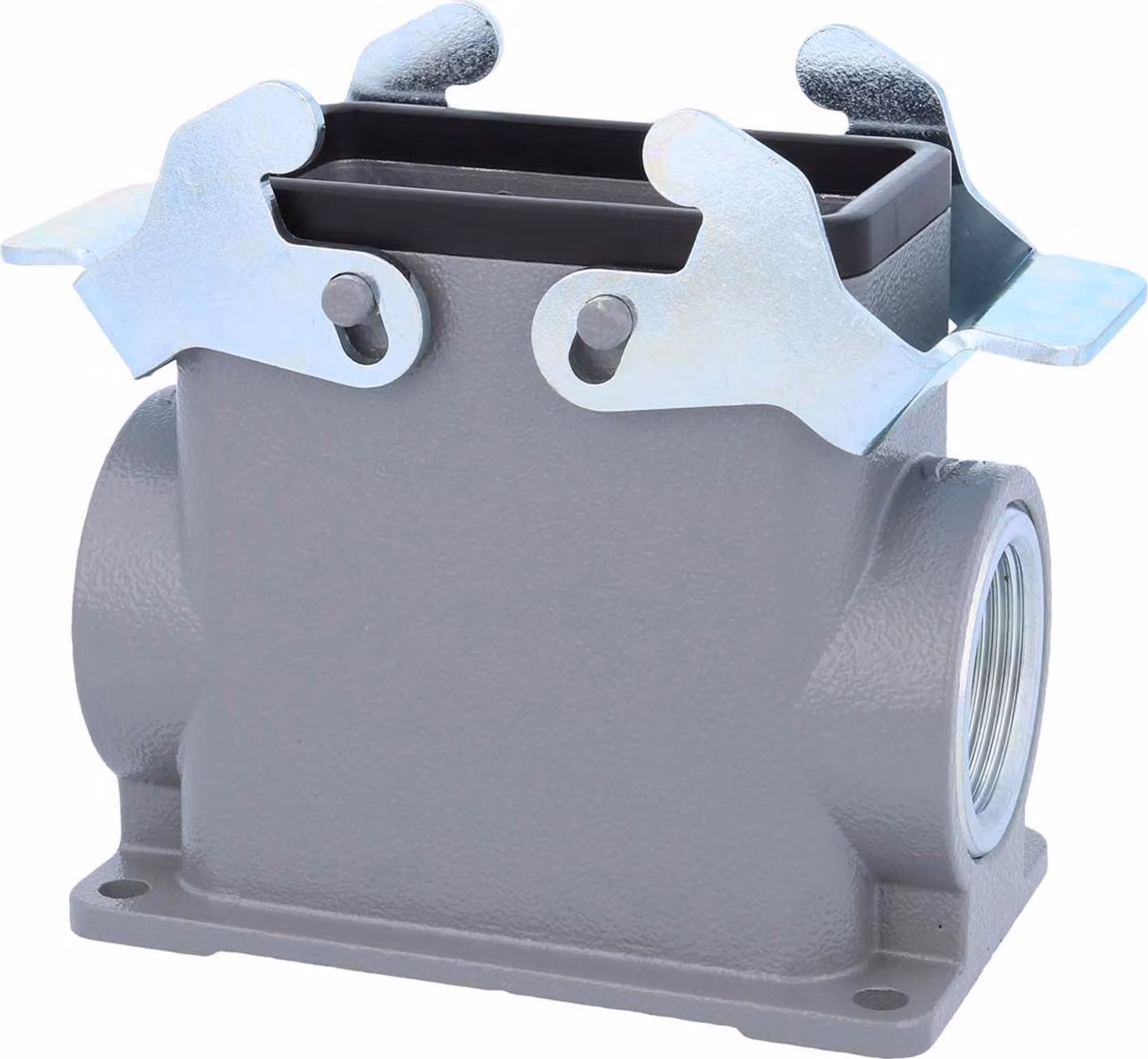 HARTING Han 10B Base alta, 2xPG21 uscita cavi laterale, con 2 staffe trasversali Vite PG21 Area di serraggio