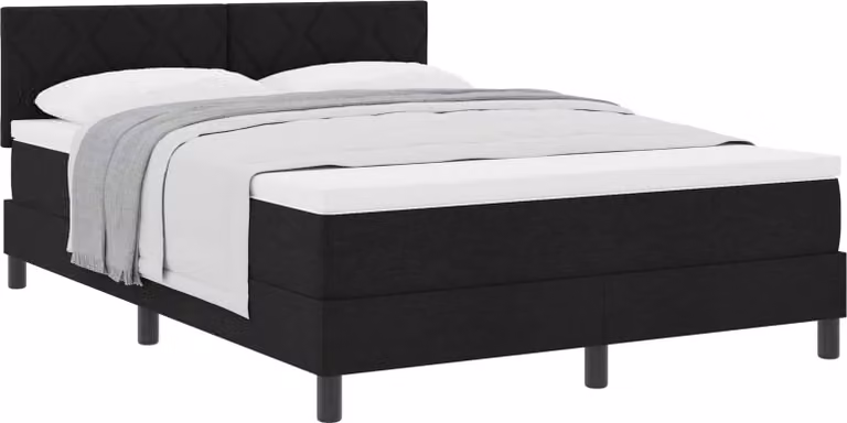 Letto a molle con materasso nero 140 x 200 cm in tessuto