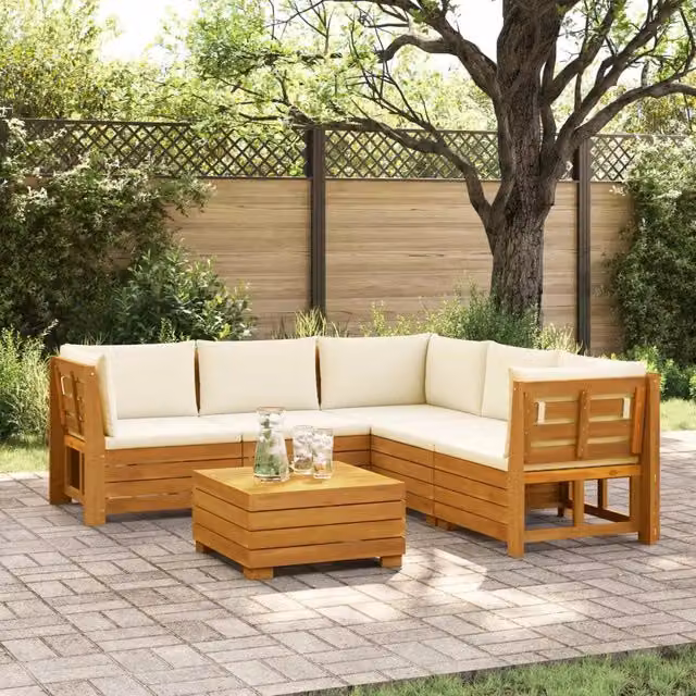6 pz Set di divani da esterno Legno di Acacia Massello Marrone 3403087