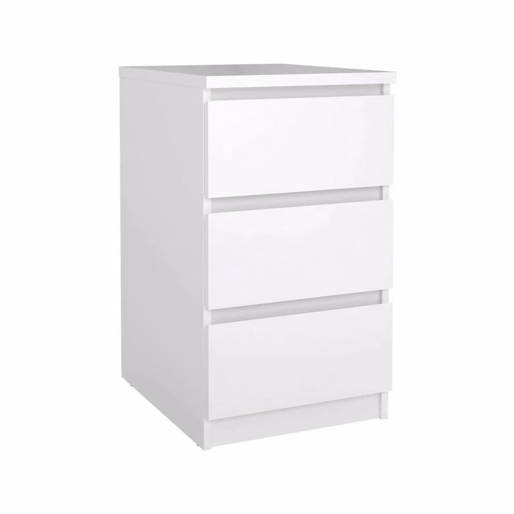 Cassettiera a tre cassetti DMORA in bianco lucido L: 40,4 cm, P: 50 cm, H: 70,1 cm – 2