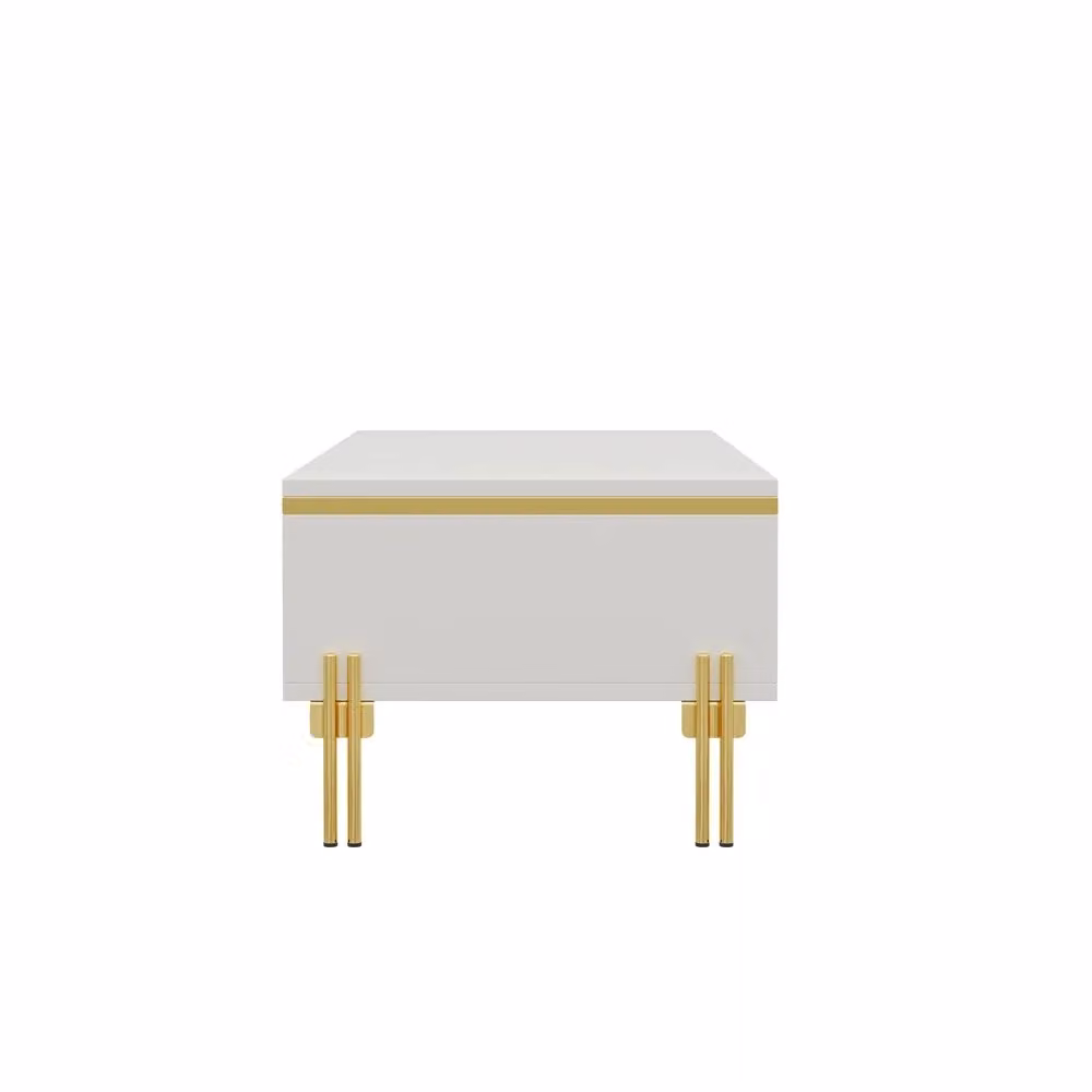 Tavolino da caffè Minimal bianco lucido per soggiorno L: 100 cm, P: 50 cm, H: 36 cm – 2