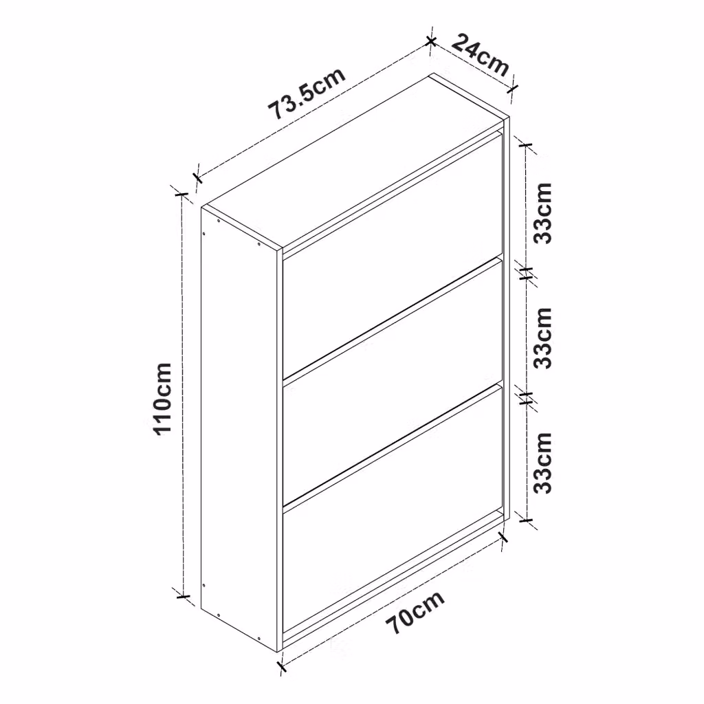 Scarpiera moderna con scomparti basculanti in effetto rovere marrone L: 110 cm, H: 73,5 cm, P: 24 cm – 2