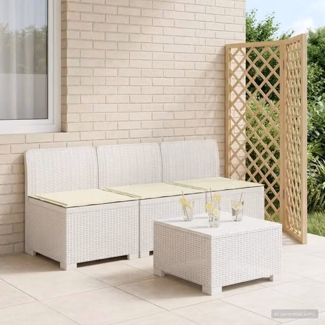 Divano da giardino 3 posti con cuscini in look rattan 3 posto 8011968