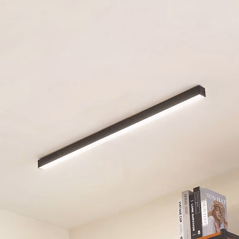 Plafoniera a LED Teniona Lucande, dimmerabile, Nero, Soggiorno / Sala da pranzo, Alluminio, Moderno, Plafoniera LED