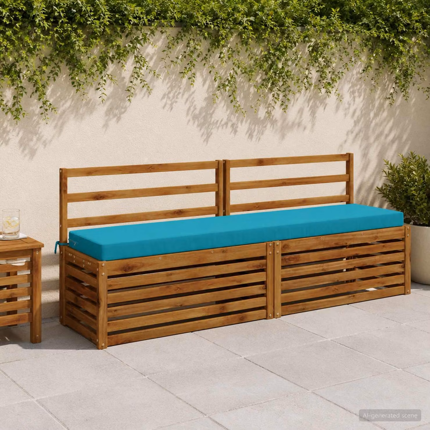 Set di 2 cuscini per panchina vidaXL SOEST in poliestere color turchese, forma rettangolare L: 200 cm x P: 40 cm x H: 4 cm