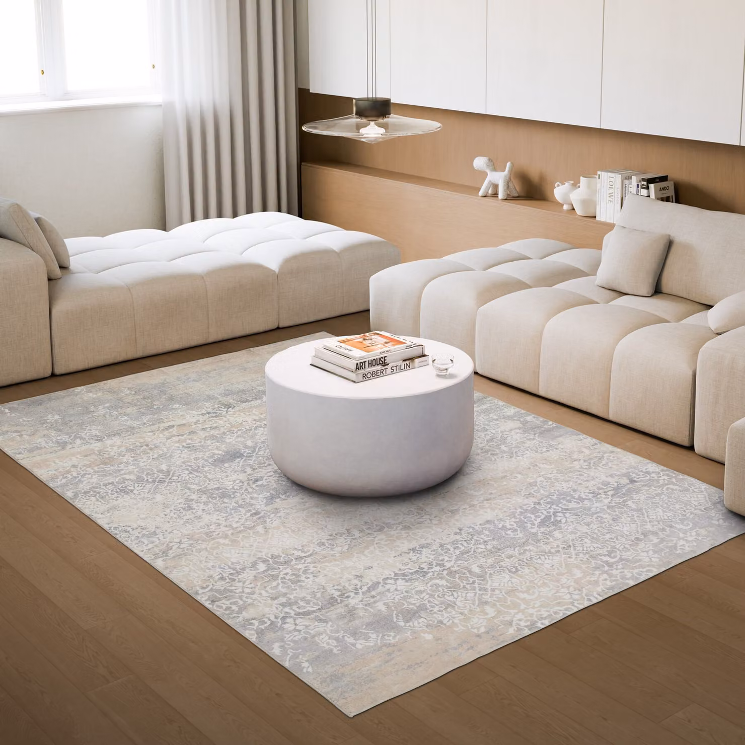 Tappeto vintage moderno tectake beige in poliestere, antiscivolo e facile da pulire, L 200 cm x P 274 cm – 2
