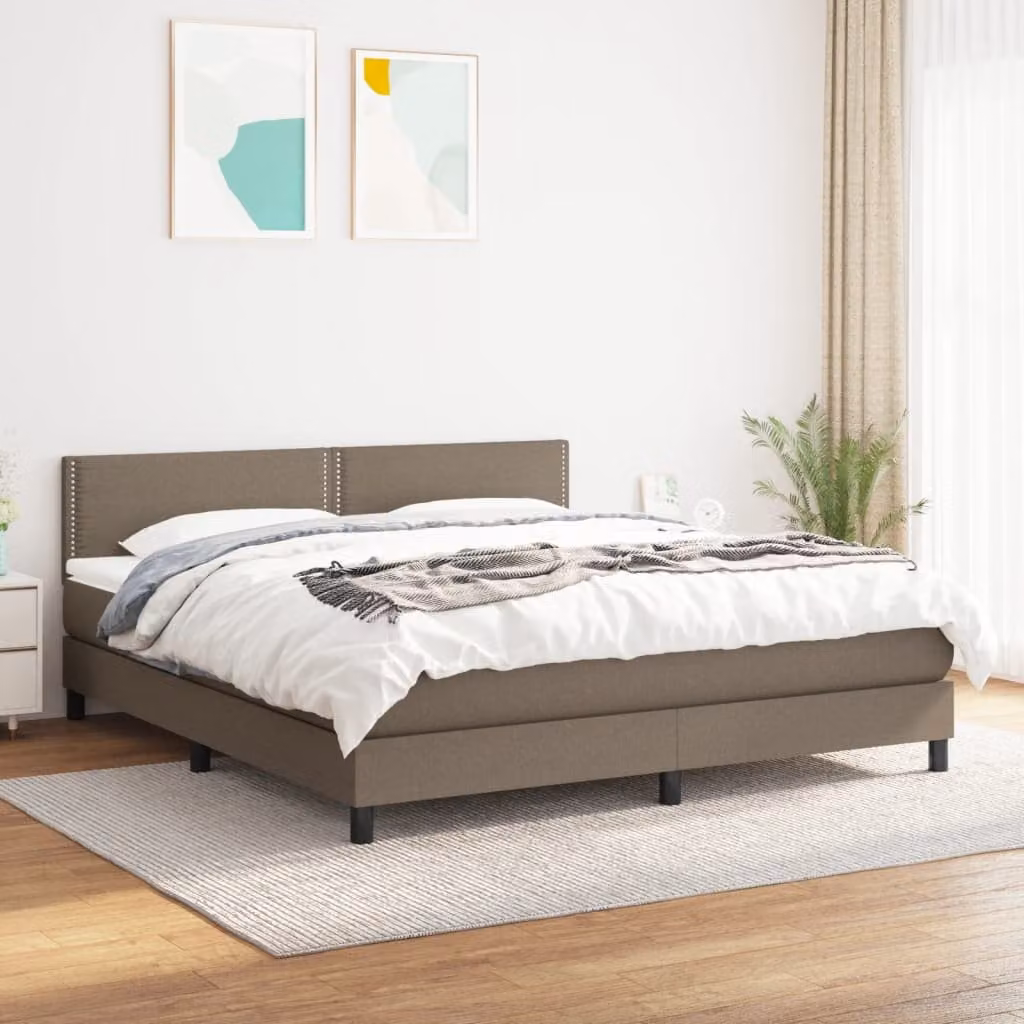 vidaXL Giroletto a Molle con Materasso Ibrido in Tessuto, L/P: 180 x 200 cm – 1