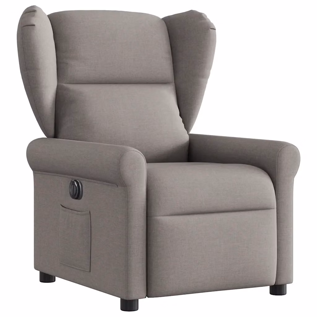 Poltrona Reclinabile Elettrica vidaXL in Tessuto Beige e Grigio con Schienale e Braccioli – 2