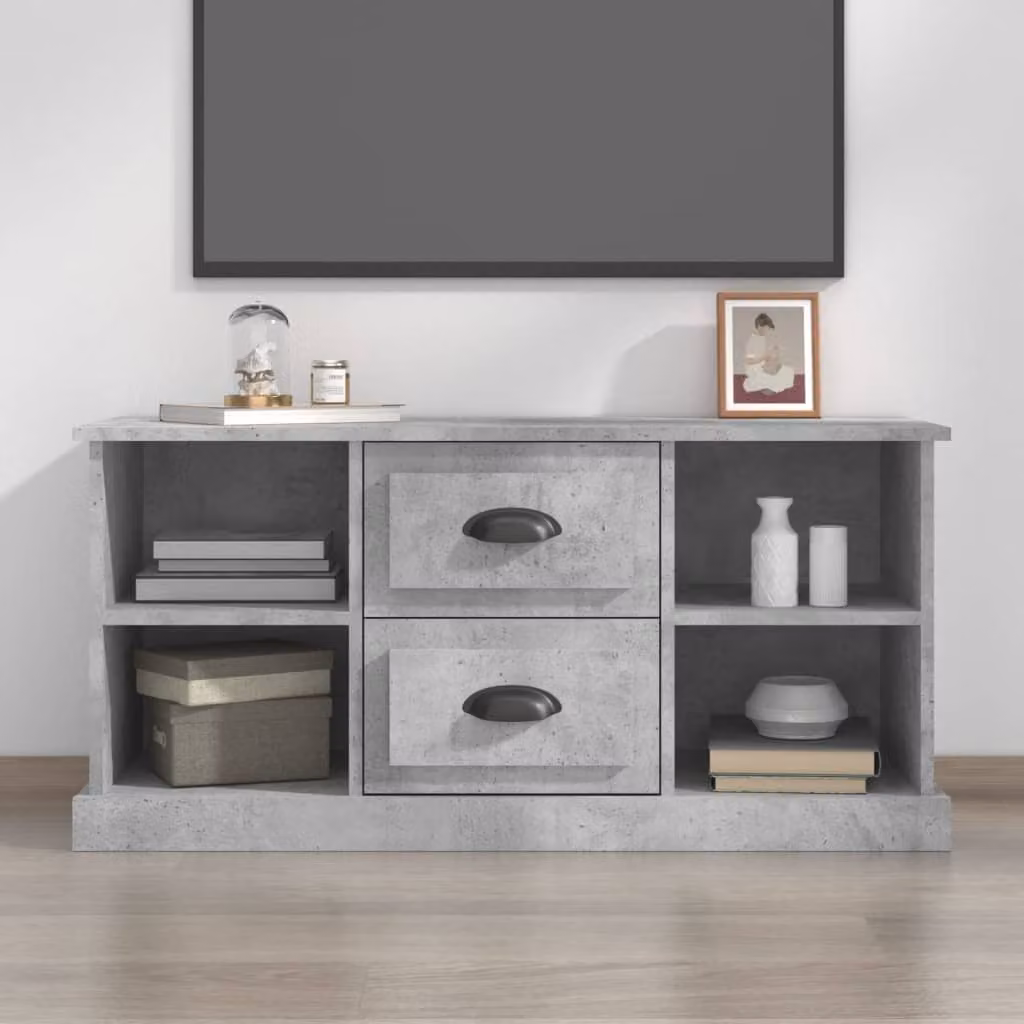 vidaXL Mobile Porta TV Moderno Grigio Cemento in Legno e MDF L: 99,5 cm, P: 35,5 cm, H: 48 cm