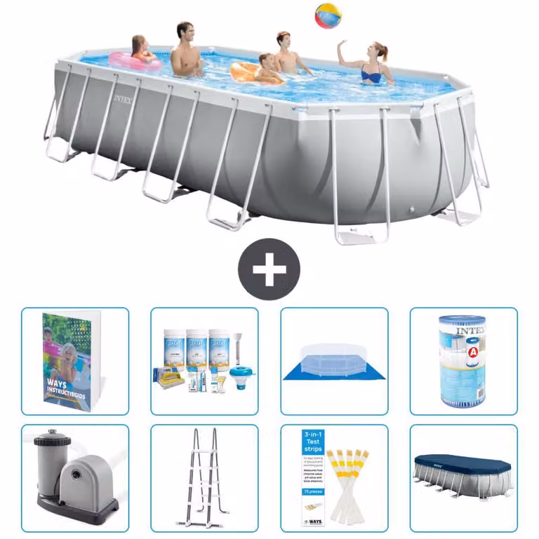 Piscina fuori terra ovale "Prism Frame" - 610x305x122 cm - 7 pezzi - Modello S556