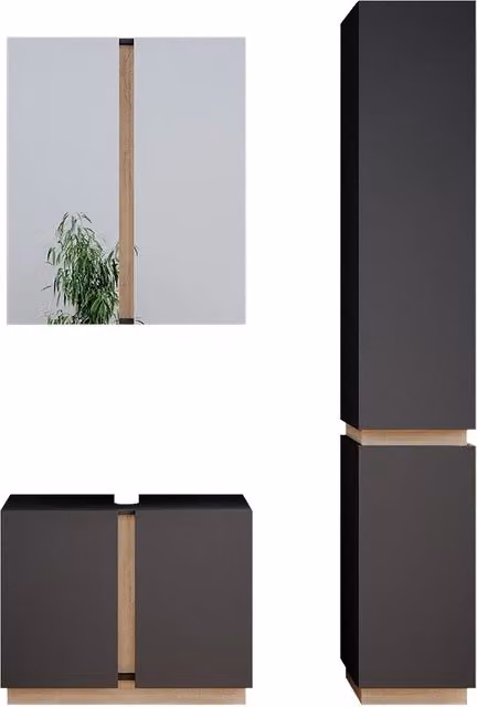 Set di mobili da bagno Gloria Antracite 3 pezzi Vicco