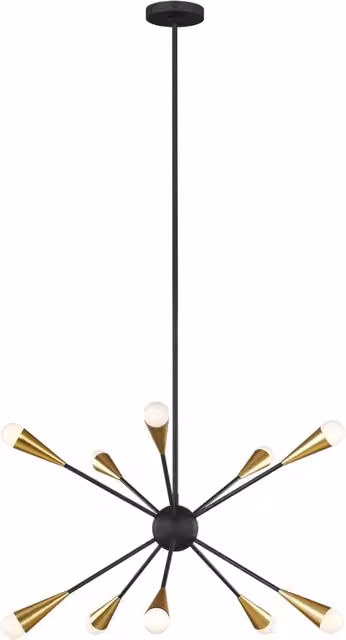 Lampadario moderno nero oro Jax 10xG9 LED 3W Feiss