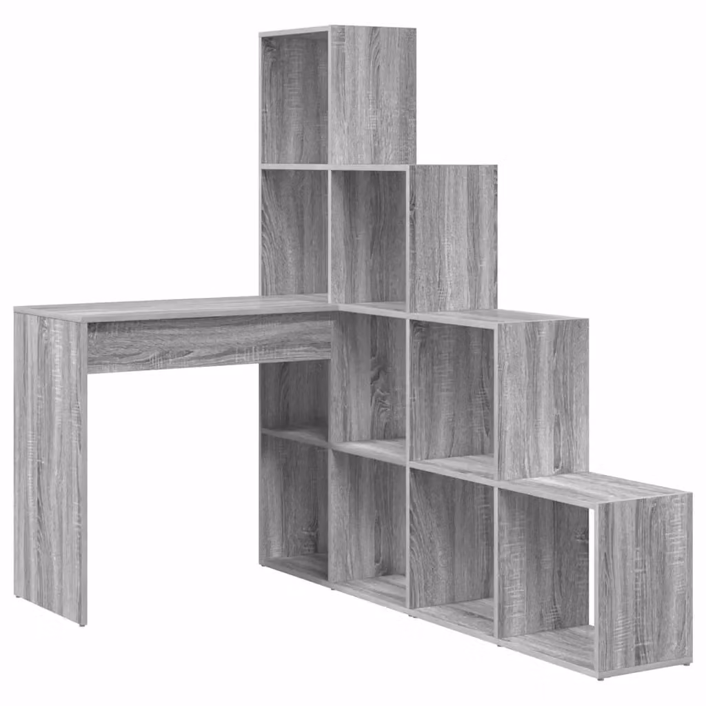 Scrivania ad angolo moderna vidaXL in MDF laminato grigio L: 149,5 cm, P: 101,5 cm, H: 149,5 cm – 2